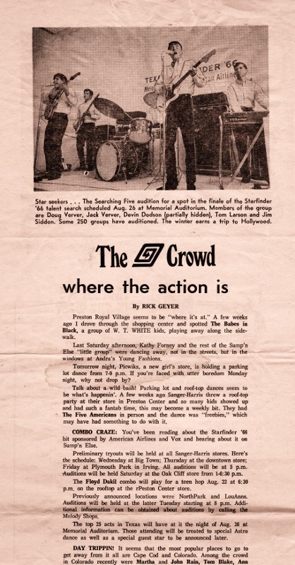 Searchin' Five in Dallas Morning News 1966